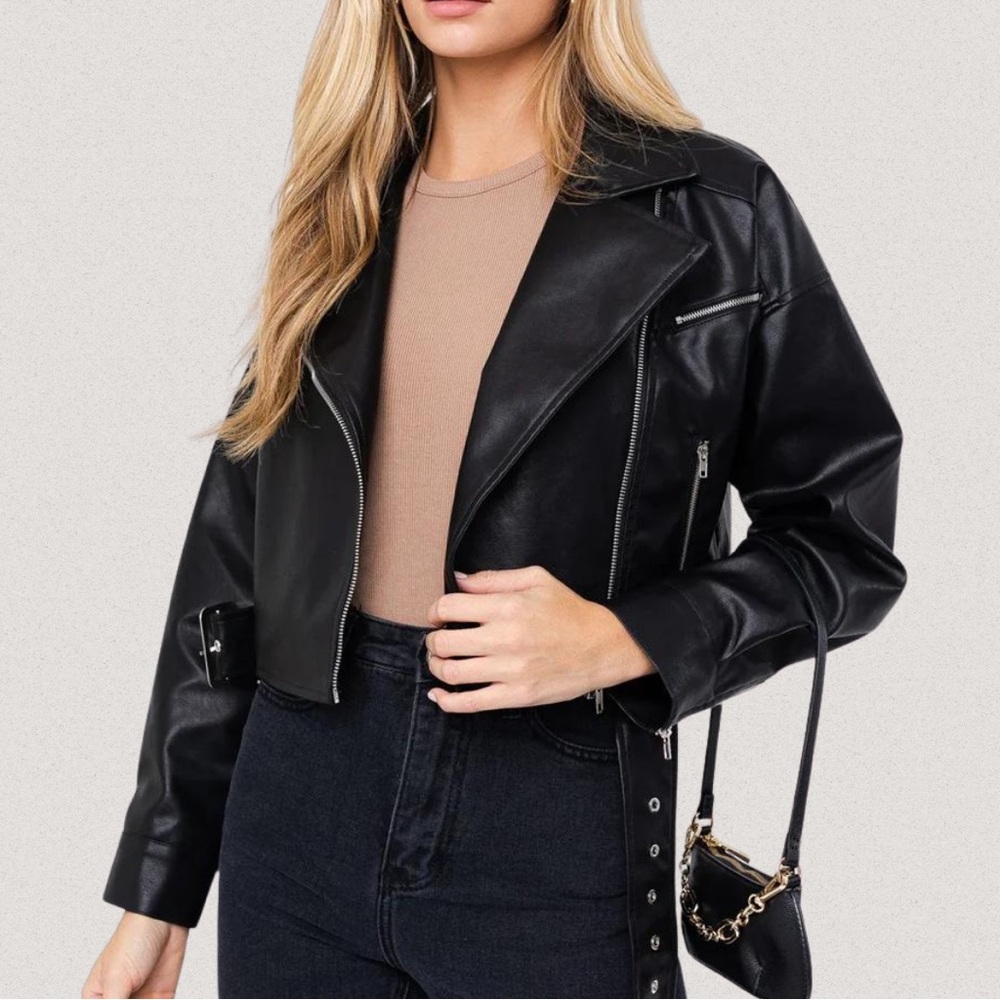 Le Lis Black Faux Leather Jacket